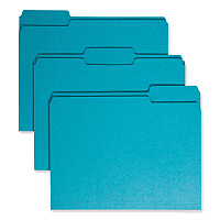 Smead Colored File Folders, 1/3-Cut Tabs: Assorted, Letter Size, 0.75" Expansion, Teal, 100/Box (13143)