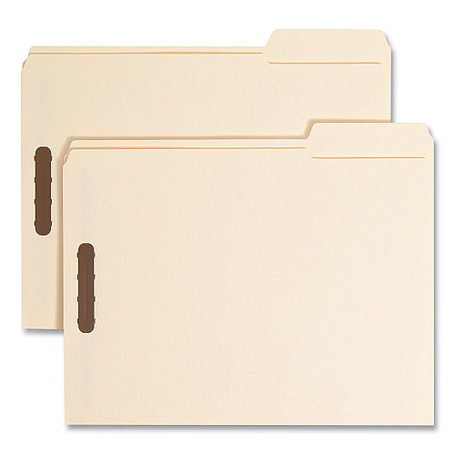 Smead Top Tab Fastener Folders, Guide-Height 2/5-Cut Tabs, 0.75" Expansion, 2 Fasteners, Letter Size, 11-pt Manila, 50/Box (14580)