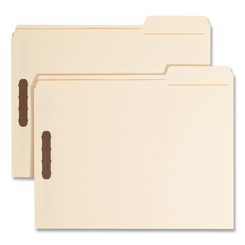 Smead Top Tab Fastener Folders, Guide-Height 2/5-Cut Tabs, 0.75" Expansion, 2 Fasteners, Letter Size, 11-pt Manila, 50/Box (14580)
