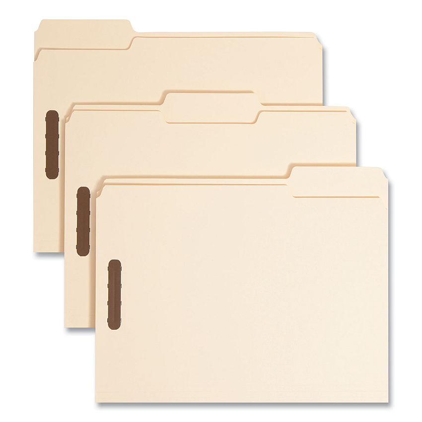 Smead Top Tab Heavyweight Manila Fastener Folders, 0.75" Expansion, 2 Fasteners, Letter Size, Manila Exterior, 50/Box (14600)