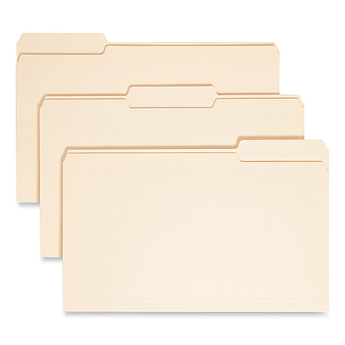 Smead Top Tab File Folders with Antimicrobial Product Protection, 1/3-Cut Tabs: Assorted, Legal, 0.75" Expansion, Manila, 100/Box (15338)