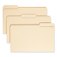 Smead 100% Recycled Manila Top Tab File Folders, 1/3-Cut Tabs: Assorted, Legal Size, 0.75" Expansion, Manila, 100/Box 8 1/2" x 14" - 3/4" Expansion - Top Tab Location - Assorted Tab Position - 11 pt. - 1 Plys - Manila - Acid-free, Rounded Corner - (15339)