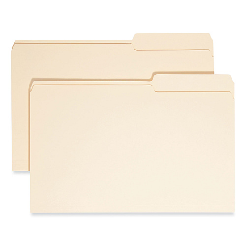 Smead Manila Guide Height Systems File Folders, 2/5-Cut Tabs: Right of Center, Legal Size, 0.75" Expansion, Manila, 100/Box (15385)