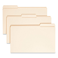Smead Reinforced Tab Manila File Folders, 1/3-Cut Tabs: Assorted, Legal Size, 0.75" Expansion, 14-pt Manila, 100/Box (15434)