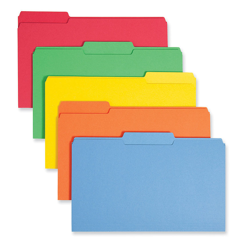 Smead Colored File Folders, 1/3-Cut Tabs: Assorted, Legal Size, 0.75" Expansion, Assorted Colors, 100/Box (16943)