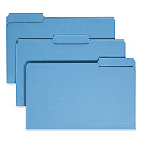 Smead Colored File Folders, 1/3-Cut Tabs: Assorted, Legal Size, 0.75" Expansion, Blue, 100/Box (17043)