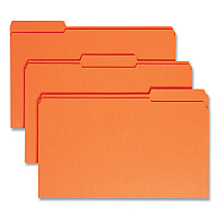 Smead Reinforced Top Tab Colored File Folders, 1/3-Cut Tabs: Assorted, Legal Size, 0.75" Expansion, Orange, 100/Box (17534)