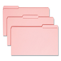 Smead Reinforced Top Tab Colored File Folders, 1/3-Cut Tabs: Assorted, Legal Size, 0.75" Expansion, Pink, 100/Box (17634)