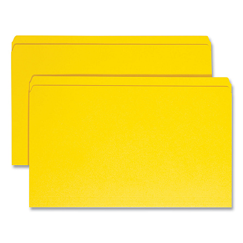 Smead Reinforced Top Tab Colored File Folders, Straight Tabs, Legal Size, 0.75" Expansion, Yellow, 100/Box (17910)