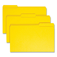 Smead Reinforced Top Tab Colored File Folders, 1/3-Cut Tabs: Assorted, Legal Size, 0.75" Expansion, Yellow, 100/Box (17934)