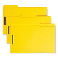 Smead Top Tab Colored Fastener Folders, 0.75" Expansion, 2 Fasteners, Legal Size, Yellow Exterior, 50/Box (17940)