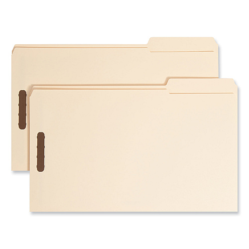 Smead Top Tab Fastener Folders, 1/3-Cut Tabs: Right, 0.75" Expansion, 2 Fasteners, Legal Size, Manila Exterior, 50/Box (19538)