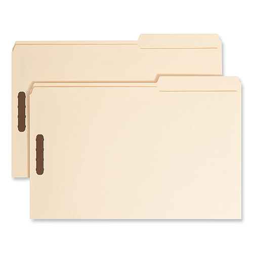 Smead Top Tab Fastener Folders, Guide-Height 2/5-Cut Tabs, 0.75" Expansion, 2 Fasteners, Legal Size, 11-pt Manila, 50/Box (19587)