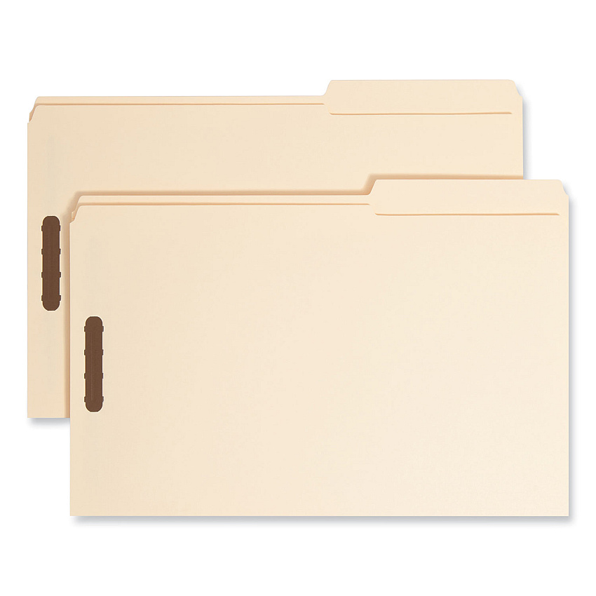 Smead Top Tab Fastener Folders, Guide-Height 2/5-Cut Tabs, 0.75" Expansion, 2 Fasteners, Legal Size, 11-pt Manila, 50/Box (19587)