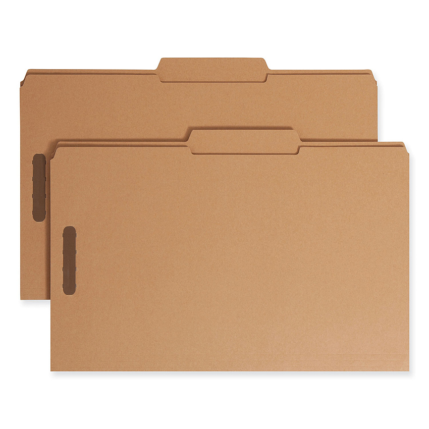 Smead Top Tab Fastener Folders, Guide-Height 2/5-Cut Tabs, 0.75" Expansion, 2 Fasteners, Legal Size, 11-pt Kraft, 50/Box (19880)