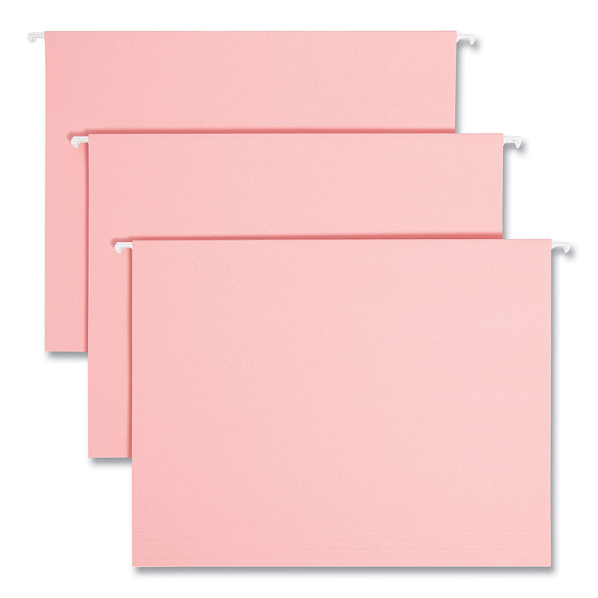 Smead Colored Hanging File Folders with 1/5 Cut Tabs, Letter Size, 1/5-Cut Tabs, Pink, 25/Box (64066)