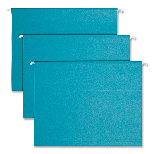 Smead Colored Hanging File Folders with 1/5 Cut Tabs, Letter Size, 1/5-Cut Tabs, Teal, 25/Box (64074)