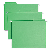 Smead FasTab Hanging Folders, Letter Size, 1/3-Cut Tabs, Green, 20/Box (64098)