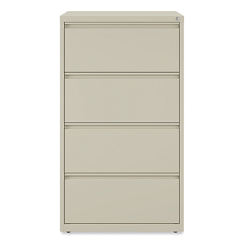 Alera Lateral File, 4 Legal/Letter-Size File Drawers, Putty, 30" x 18.63" x 52.5" (ALEHLF3054PY)