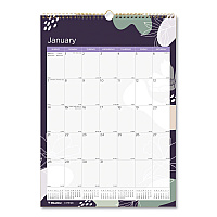 Blueline 12-Month Colorful Wall Calendar, Floral Artwork, 12 x 17, White Sheets, 12-Month (Jan to Dec): 2026 (C173128)