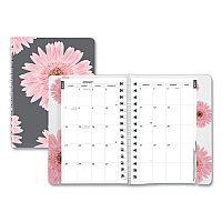Brownline Pink Ribbon Essential Daily Appointment Book, Pink Daisy Artwork, 8 x 5, Navy/Gray/Pink Cover, 12-Month (Jan to Dec): 2026 (CB634G05)