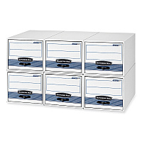 Bankers Box STOR/DRAWER STEEL PLUS Extra Space-Savings Storage Drawers, Letter Files, 14" x 25.5" x 11.5", White/Blue, 6/Carton (00311)