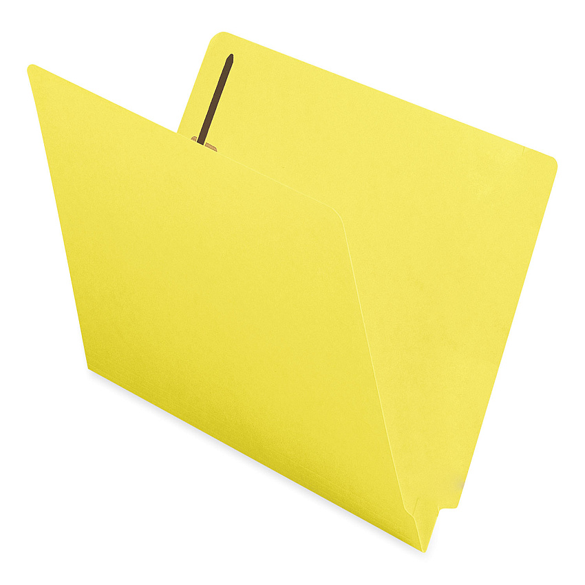Smead Heavyweight Colored End Tab Fastener Folders, 0.75" Expansion, 2 Fasteners, Letter Size, Yellow Exterior, 50/Box (25940)