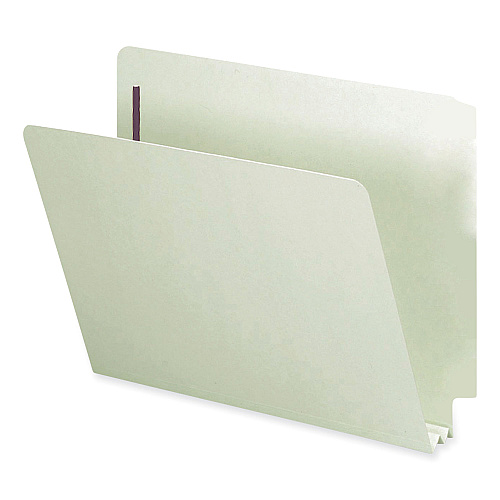 Smead End Tab Pressboard Classification Folders, Two SafeSHIELD Coated Fasteners, 2" Expansion, Letter Size, Gray-Green, 25/Box (34715)
