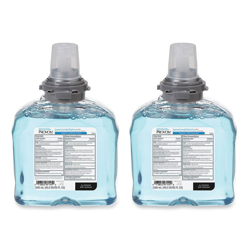 PROVON Foaming Antimicrobial Handwash with PCMX Refill, For TFX Dispenser, Floral Scent, 1,200 mL, 2/Carton (534402CT)