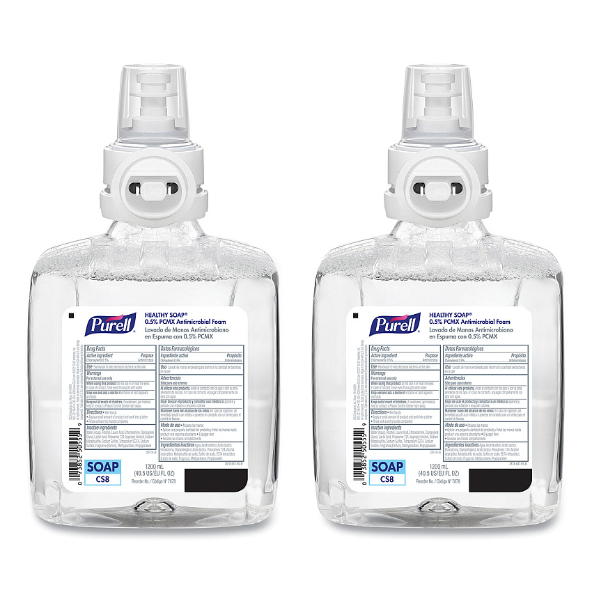 PURELL Healthcare HEALTHY SOAP 0.5% PCMX Antimicrobial Foam Refill, For CS8 Dispensers, Light Floral Scent, 1,200 mL, 2/Carton (787802CT)