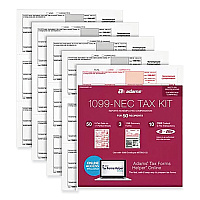 Adams 1099-NEC + 1096 Tax Form Kit with e-File, Inkjet/Laser, Fiscal Year: 2023, 5-Part, 8.5 x 3.67, 3 Forms/Sheet, 50 Forms Total (STAX550NEC22)