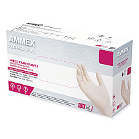 AMMEX Professional Latex Exam Gloves, Powder-Free, Medium, 4 mil (Palm), 5 mil (Fingers), Ivory, 100/Box (GPPFT44100)