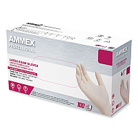 AMMEX Professional Latex Exam Gloves, Powder-Free, Large, 4 mil (Palm), 5 mil (Fingers), Ivory, 100/Box (GPPFT46100)