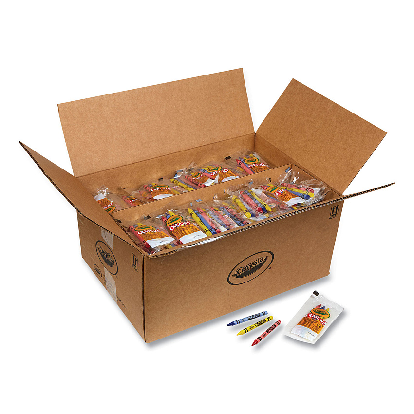 Crayola Washable Crayons, Blue, Red, Yellow 3/Pack, 360 Packs/Carton (520743)