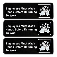 Excello Global Products Indoor/Outdoor Restroom with Braille Text, 6" x 9", Black Face, White Graphics, 3/Pack (HD0049S)