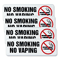 Excello Global Products No Smoking No Vaping Indoor/Outdoor Wall Sign, 9" x 3", Black Face, Black/Red Graphics, 4/Pack (HD0175S)