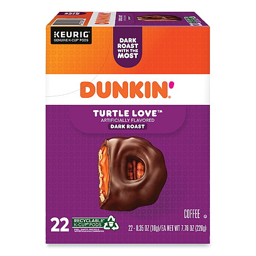 Dunkin Donuts K-Cup Pods, Turtle Love Coffee, 22/Box (5000367615)