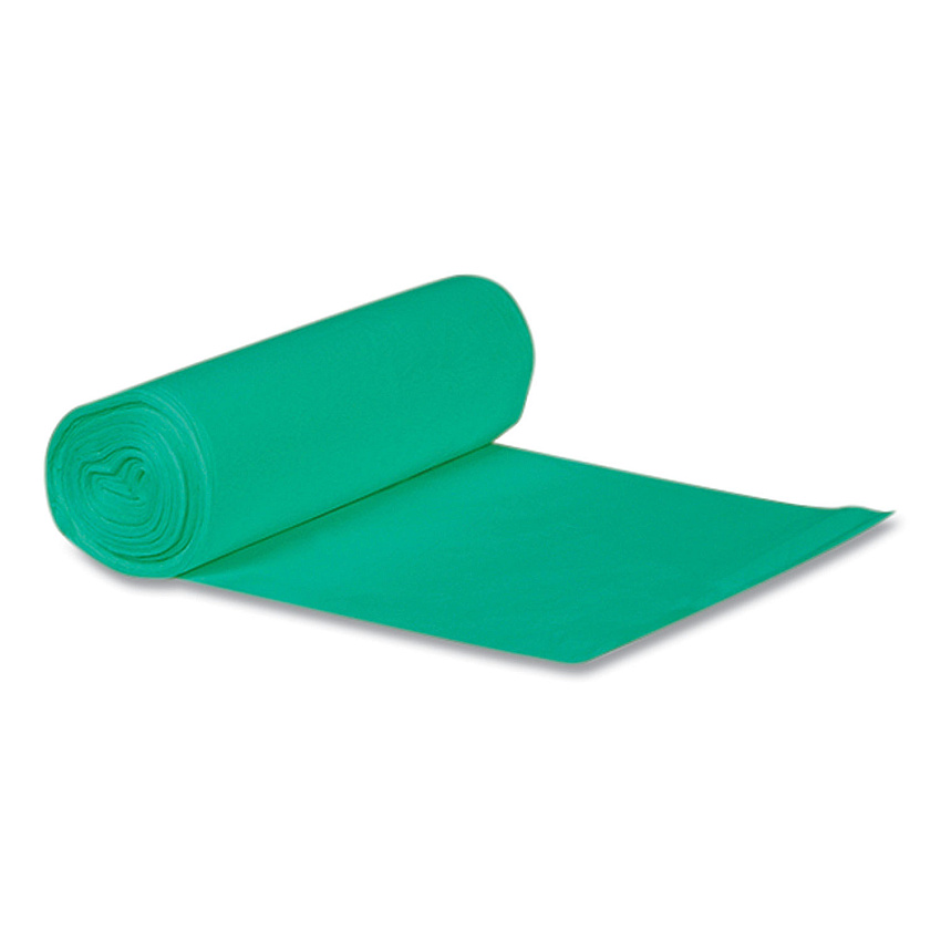 Heritage Eco Blend Max Can Liners, 23 gal, 0.8 mil, 28" x 45", Green, 25 Bags/Roll, 10 Rolls/Carton (L5645TEER1)