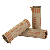 CONTROLTEK Gunshell Crimped-End Coin Wrapper, Quarters, $10.00, Kraft/Orange, 1,000/Carton (560054)