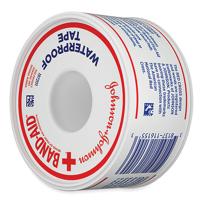 BAND-AID Water Block Waterproof Medical Tape, Dry Rubber, 1 x 10 yds, White (117121)