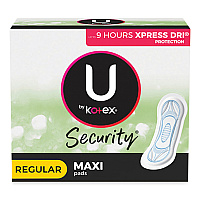 U by Kotex Security Regular Maxi Pads, Unscented, 48/Pack (47240)