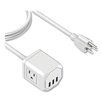 LAX Gadgets 3-Outlet 3-USB Port Surge Protector, 3 AC Outlets/3 USB Ports, 5 ft Cord, White (OUT3X3WH)