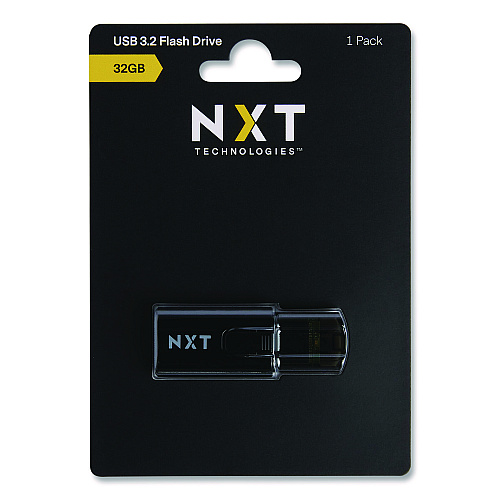 NXT Technologies USB 3.2 Type-A Flash Drive, 32 GB, Black (61121)
