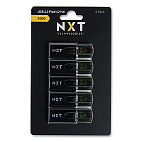NXT Technologies USB 2.0 Type-A Flash Drive, 32 GB, Black, 5/Pack (61129)