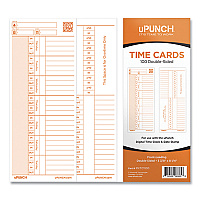 uPunch Time Card for PK1100 Time Clock, Two Sides, 3.38 x 8.25, 100/Pack (C1100)