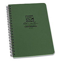 Rite in the Rain All-Weather Wire-O Notebook, Universal: Narrow Rule and Quadrille Rule, Dark Green Cover, (32) 7 x 4.63 Sheets (973)