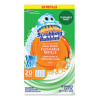Scrubbing Bubbles Fresh Brush Toilet Cleaning System Refill, Citrus Scent, 20/Pack (301802)