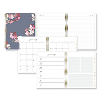 Blue Sky Life Note-It Leah Weekly/Monthly Notes Planner, Floral Artwork, 11 x 8.5, Gray/Pink/White Cover, 12-Month (Jan to Dec): 2026 (139479)