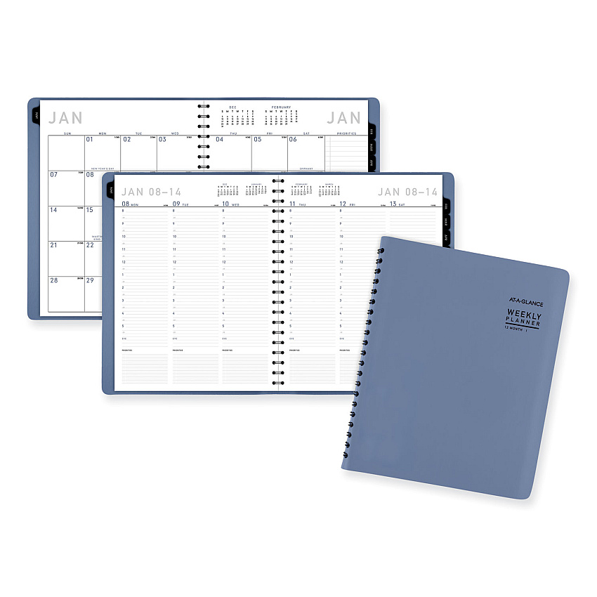 AT-A-GLANCE Contemporary Weekly/Monthly Planner, 11.38 x 9, Slate Blue Cover, 12-Month (Jan to Dec): 2026 (70940X20)