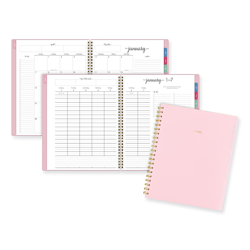 AT-A-GLANCE Harmony Weekly/Monthly Poly Planner, 11 x 9.38, Pink Cover, 13-Month: Jan 2026 to Jan 2027 (109990527)